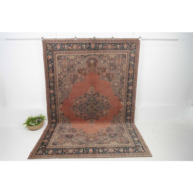 Orange 1970s Vintage Persian Handmade Wool 7x10 Orange Area Rug For Sale - Image 8 of 11