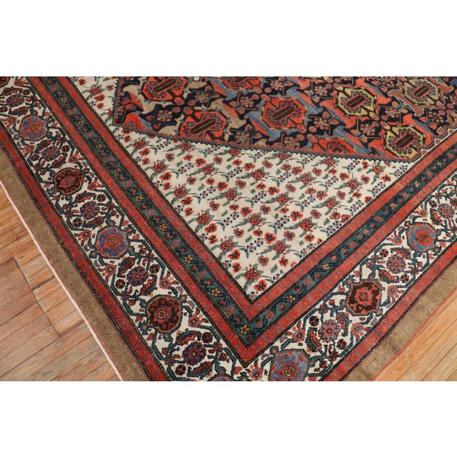 Zabihi Collection Dramatic Persian Hamedan Serab Decorative Square Room Rug For Sale - Image 4 of 10