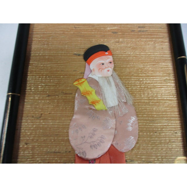 Saffron 1960's Textile Art of an Asian Male Figure For Sale - Image 8 of 8