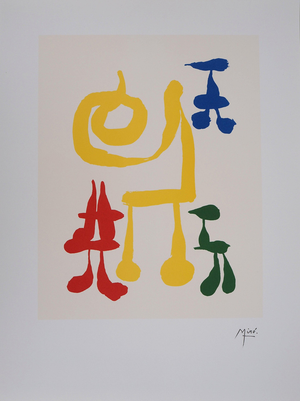 Joan Miro, A Surreal Mother and Her Children, Lithograph