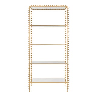 Matthew Izzo Home Goldie Gold Leaf & Glass Shelves Étagère For Sale