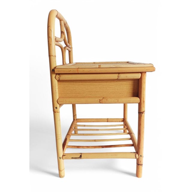 Mid-Century Bamboo and Woven Rattan Side Table, 1960s For Sale - Image 11 of 14