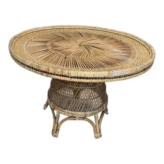 Island Style Medallion Rattan Dining Table For Sale