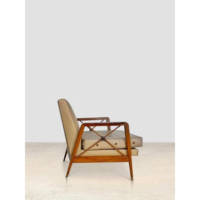 By Móveis Cavallaro, 1950’s Pair of 1950s armchairs in solid hardwood, brass and leather upholstery by Móveis Cavallaro....