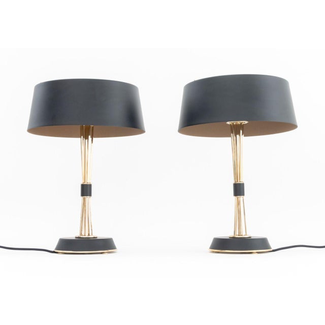 DelightFull Black and Gold-Tone Table Lamps, Pair For Sale In New York - Image 6 of 9