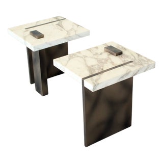Brutalist Marble Capri Side Tables by Studio Sam London, 2010s, Set of 2 For Sale