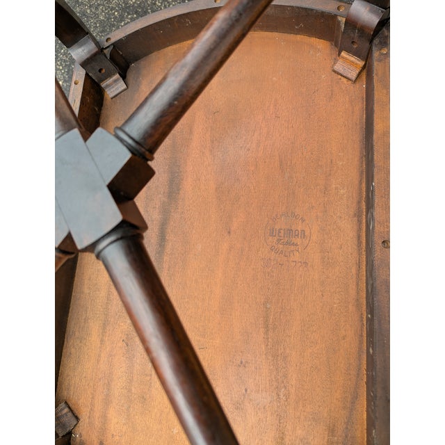 Vintage Weiman Occasional "Heirloom" Leather-Top Mahogany Table Model 352-1723 For Sale In Washington DC - Image 6 of 10