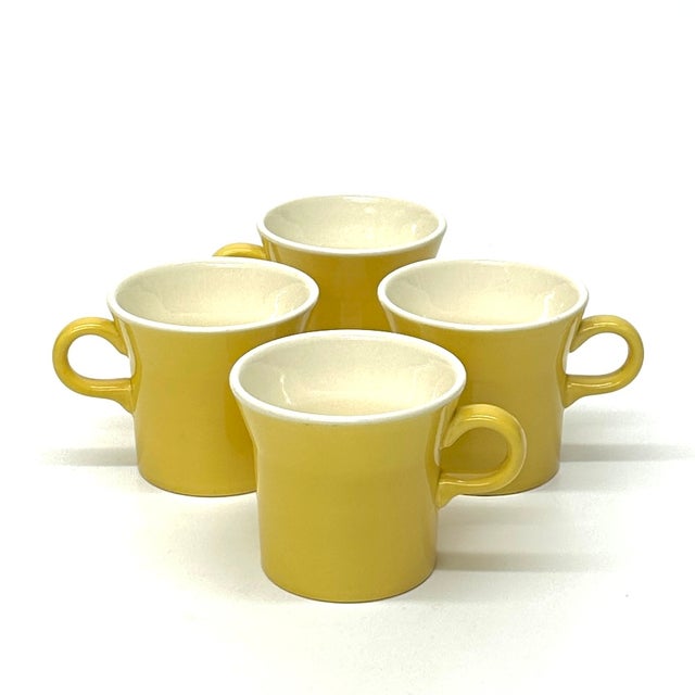 Mid 20th Century Vintage Yellow Coffee Mugs by Usa Pottery Circa 1960s - Set of 4 For Sale - Image 5 of 8