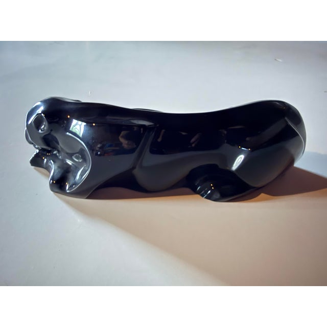 Art Deco Baccarat Crouching Baccarat Black Crystal Panther Cat Figurine For Sale - Image 3 of 4