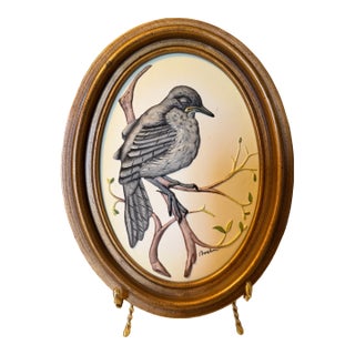 1950s Boehm Porcelain Fledgling Wall Art Bas-Relief Oval Frame For Sale
