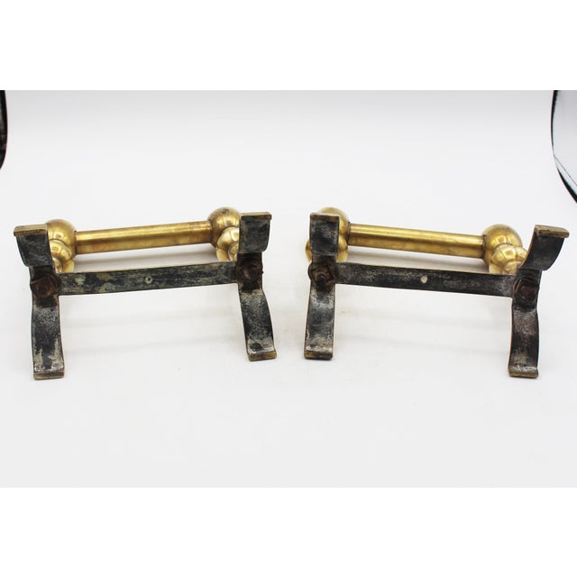 Early 20th Century Early 20th Century English Edwardian Period Pair of Georgian Revival Brass Tool Rests For Sale - Image 5 of 7