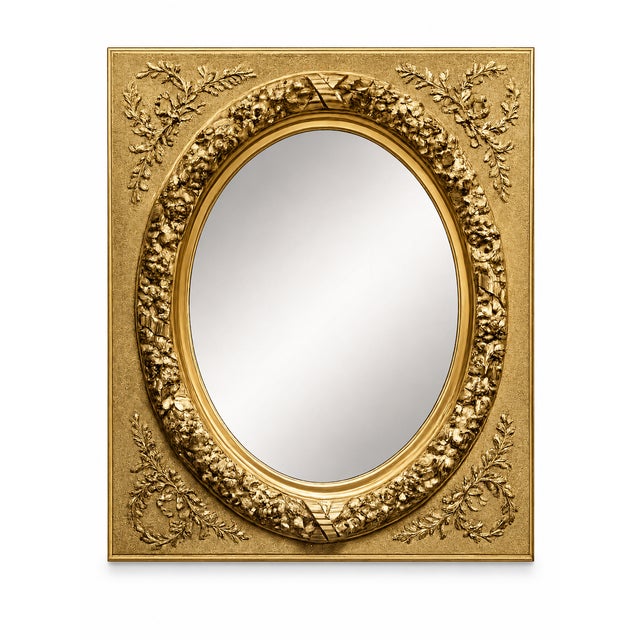 Wood Large 20th Century French Louis XVI Wall Mirror in Giltwood, 1890s For Sale - Image 7 of 7