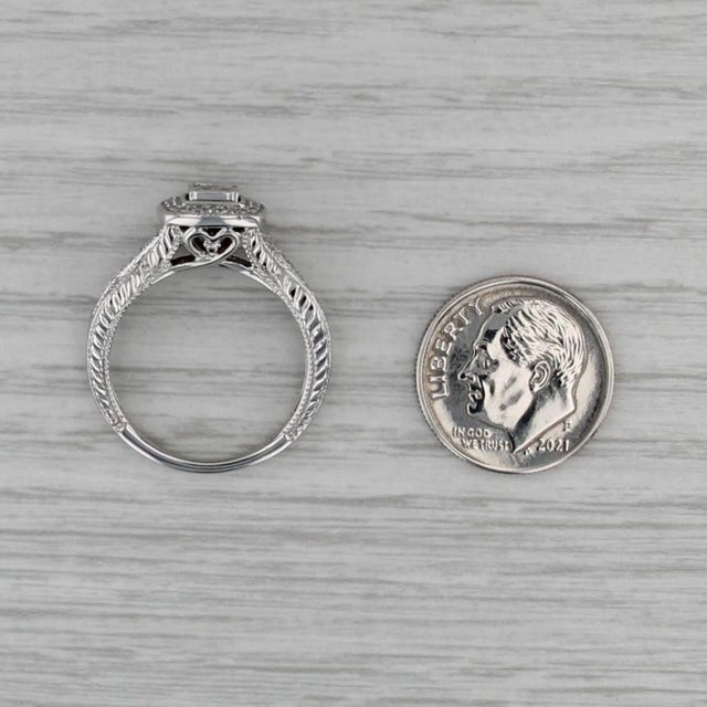 0.26ctw Princess Diamond Halo Engagement Ring 14k White Gold Size 7 For Sale - Image 4 of 8