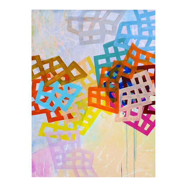 Contemporary Abstract Acrylic on Paper Mounted on Canvas Painting "Inner Eye" by Martina Nehrling For Sale