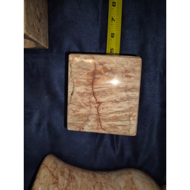 Stone Mid 20th Century 5-Piece Postmodern Pink & Cream Marble Bathroom Vanity Set Fd For Sale - Image 7 of 10