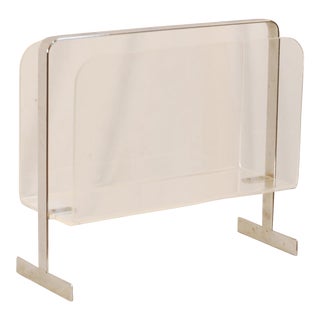 Mid-Century Lucite and Chrome Magazine Rack For Sale