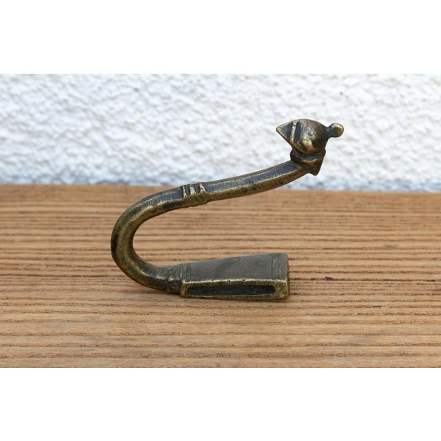Slim Tribal Aged Brass Hook For Sale - Image 4 of 6