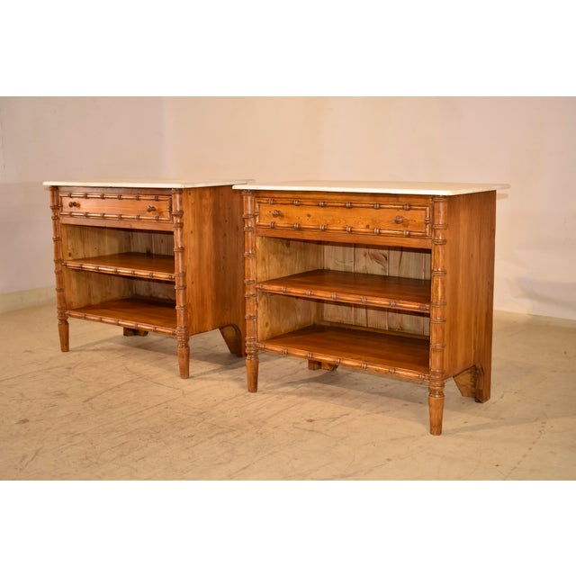 Pair of Vintage Faux Bamboo BedsIde Table For Sale In Greensboro - Image 6 of 8