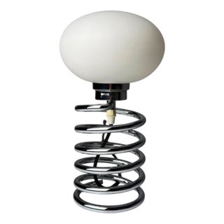 Space Age Table Lamp with Chrome Spiral Base, 1970s For Sale