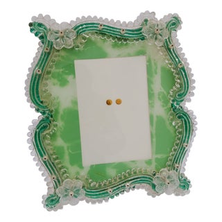 Venetian Murano Glass Photo Frame with Flower Application, 1980s For Sale