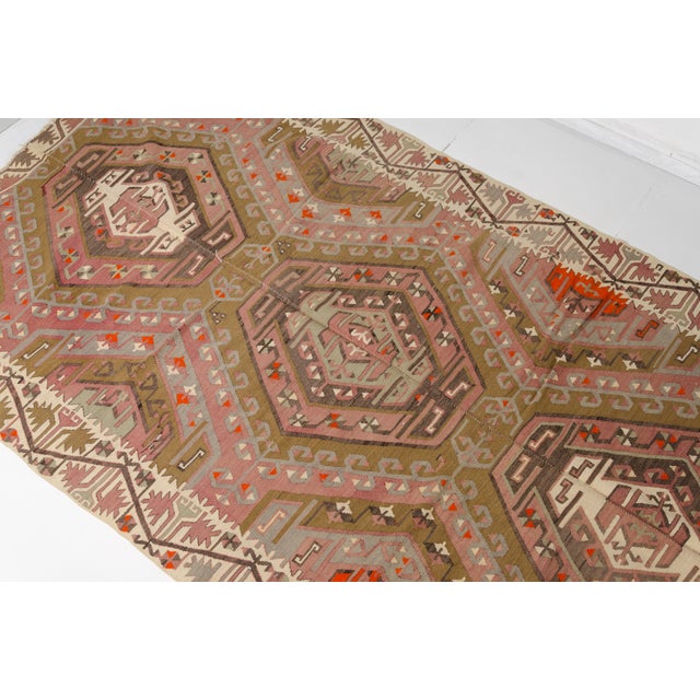 1950s Decorative Earthy Tone Floor Art Kilim For Sale - Image 6 of 10