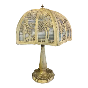 Antique Early 20th Century Slag Glass Lamp