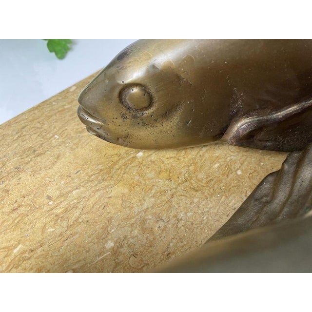 Bronze Koi Fish on Marble Base, 1930s For Sale - Image 14 of 17