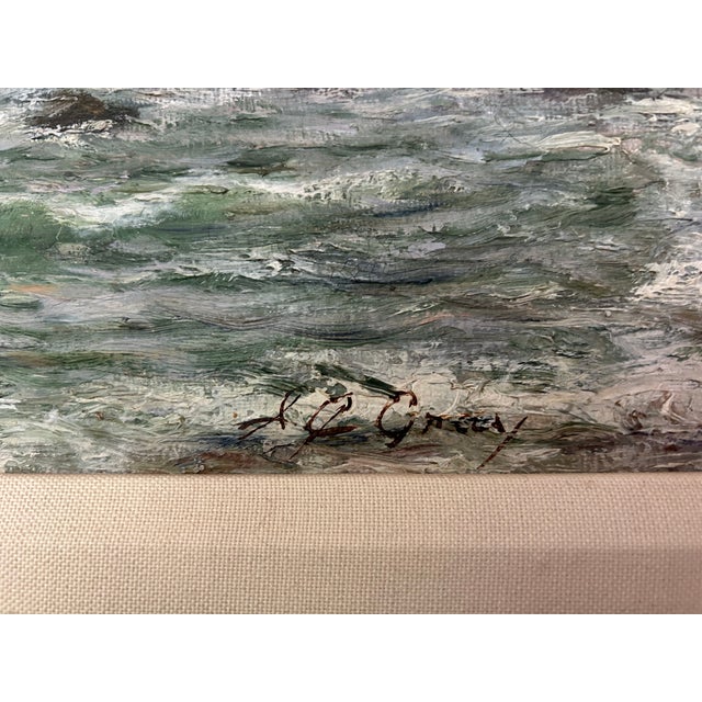 Monet Early 20th Century British Maritime Artwork by a.j. Gray, Signed O, Seascape Oil Painting For Sale - Image 4 of 12