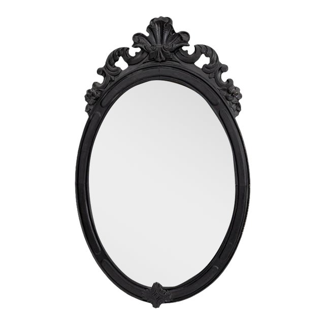 Rococo Style Ebonized Wood Wall Mirror For Sale
