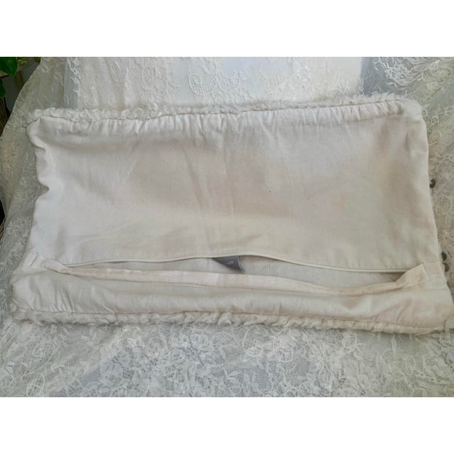 Textile Rh Teen Woven Kilim Throw Bed Pillow Cover Beber Morocan Cotton Wool Off White 12” X 22” For Sale - Image 7 of 12