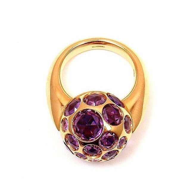 Metal POMELLATO HAREM 18K YELLOW GOLD AMETHYST RING sz 4.5 with TAG For Sale - Image 7 of 7