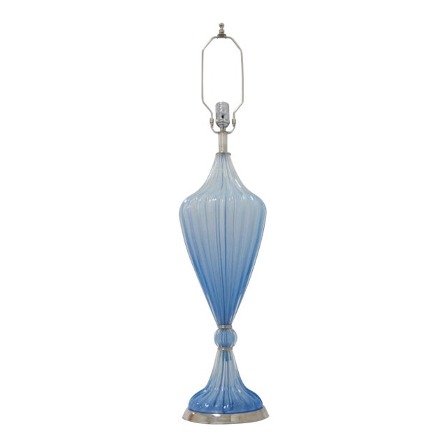 Italian Azure Blue Murano Glass Urn Lamp Chairish