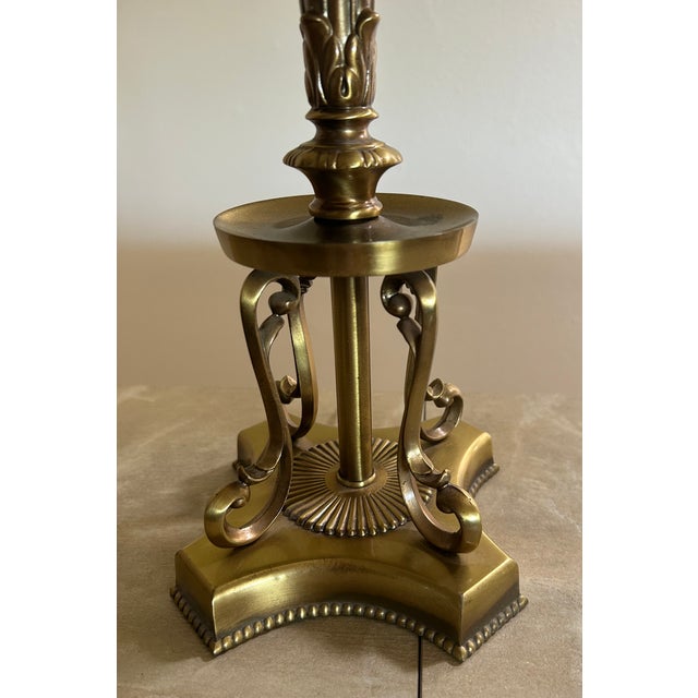 Mid 20th Century Vintage Large Brass Electric 5 Candle Light Candleabra Table Lamp 34" For Sale - Image 5 of 8