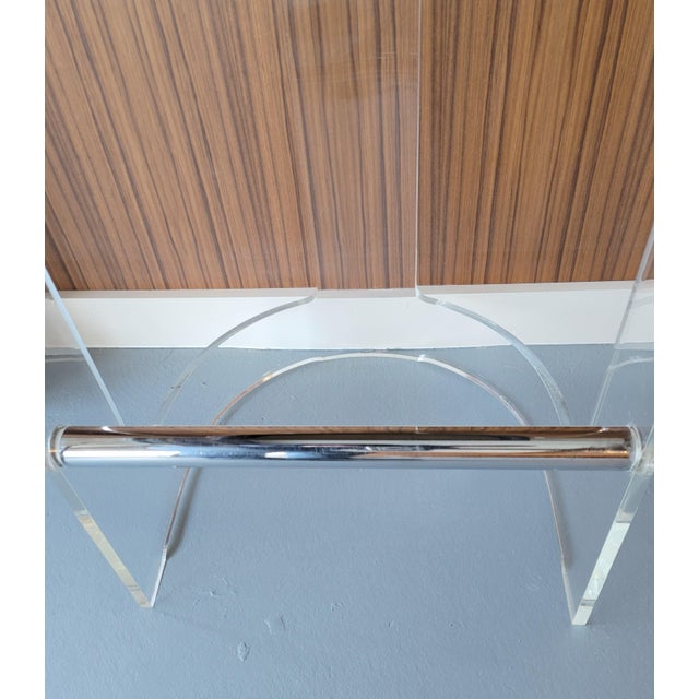 Metal Set of Two Vintage 1970s Post Modern Lucite Bar Stools For Sale - Image 7 of 7