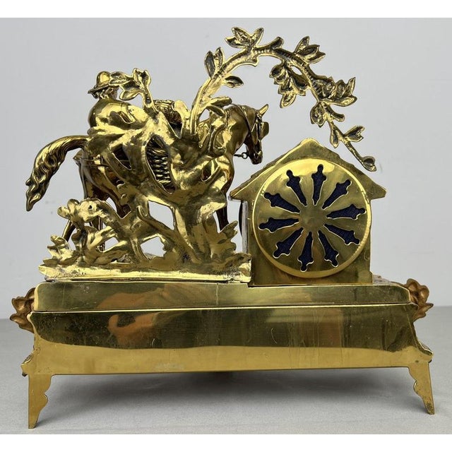 Vintage French Ornate Quartz Mantel Clock with Horse Figure For Sale - Image 15 of 16