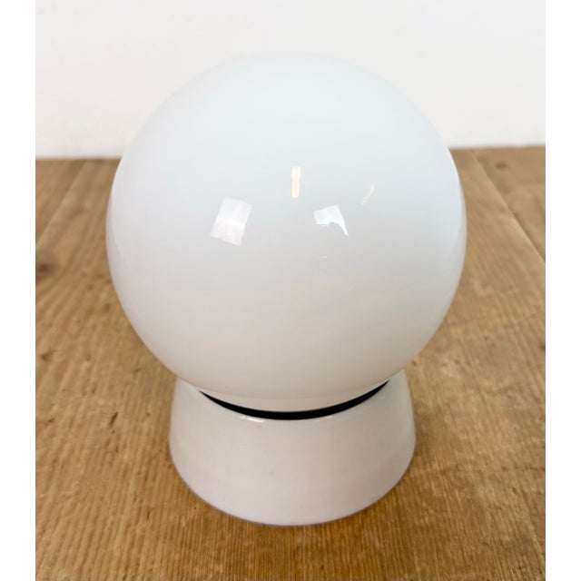 Industrial Vintage White Porcelain Ceiling Light, 1970s For Sale - Image 3 of 11