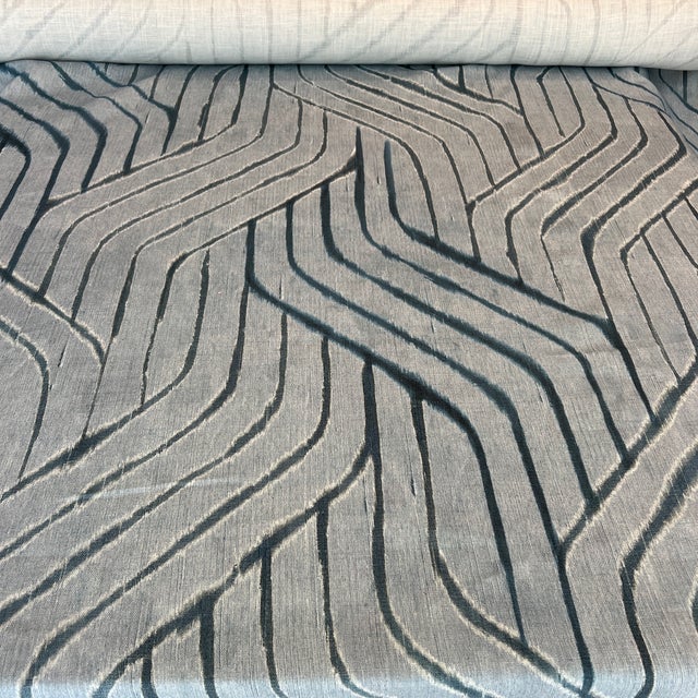 Contemporary Carleton v Samarkand in Sky Linen Fabric- 4 Yards For Sale - Image 3 of 9