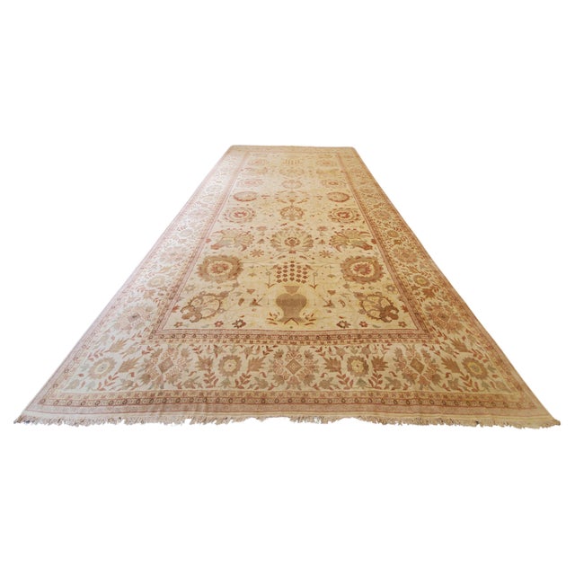 Antique Oushak Carpet, Handmade Turkish Oriental Rug, Beige, Taupe, Soft Gray For Sale - Image 14 of 18