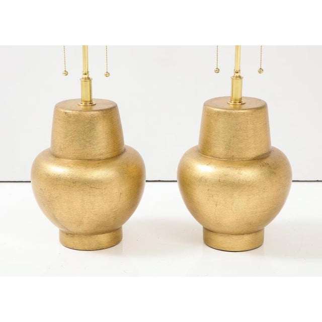 Pair of James Mont Design Gilt Leafed Lamps For Sale In New York - Image 6 of 12