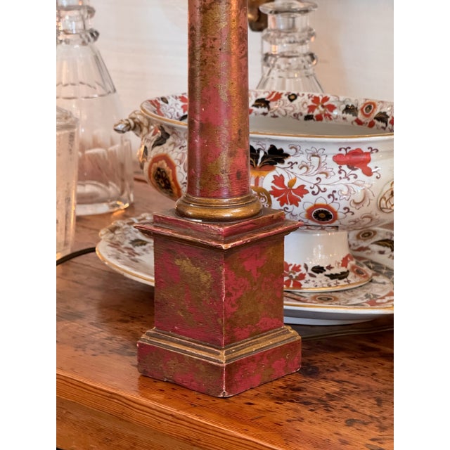 Pair of 1950s Parcel Gilt Column Lamps For Sale - Image 4 of 7