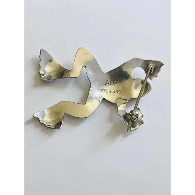 Native American, signed AGR, sterling silver frog brooch, hand made, stamp work, southwestern, c. 1940s, 1.75” x 1 3/8”,...