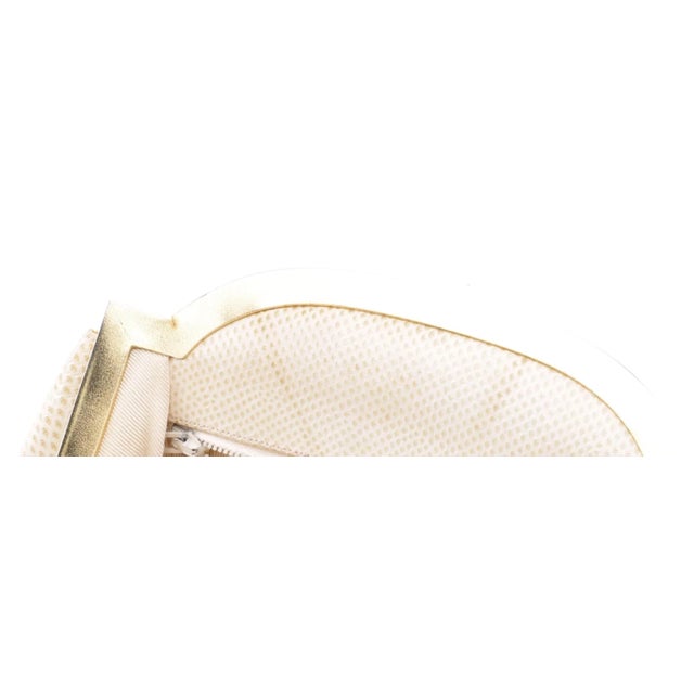 Animal Skin Judith Leiber Cream Karung Skin Handbag with Rose Quartz Cabochon Clasp For Sale - Image 7 of 7