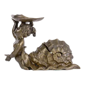Early 20th Century Fantasy Snail Maiden Bronze Inkwell Holder