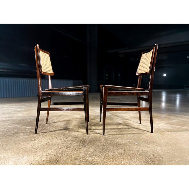 Pair of “Cadeira Com Assento Curvo” Chairs in Rosewood and Cane by Joaquim Tenreiro, Brazil, 1960s For Sale - Image 11 of 12