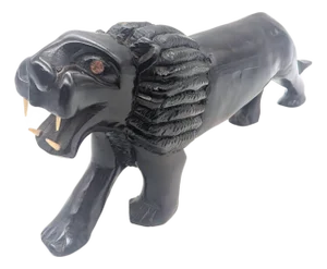 Mid 20th Century Kenyan Hand Carved Wood Lion