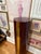 Hollywood Regency Vintage High-Gloss Maroon Pedestal With Raised Brass Accent For Sale - Image 3 of 6