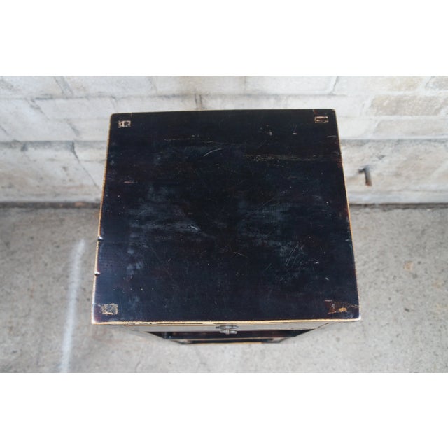 Late 19th Century Late 19th Century Antique Chinese Qing Dynasty Black Lacquer Elm Tiered Side Table Pedestal Stand For Sale - Image 5 of 11