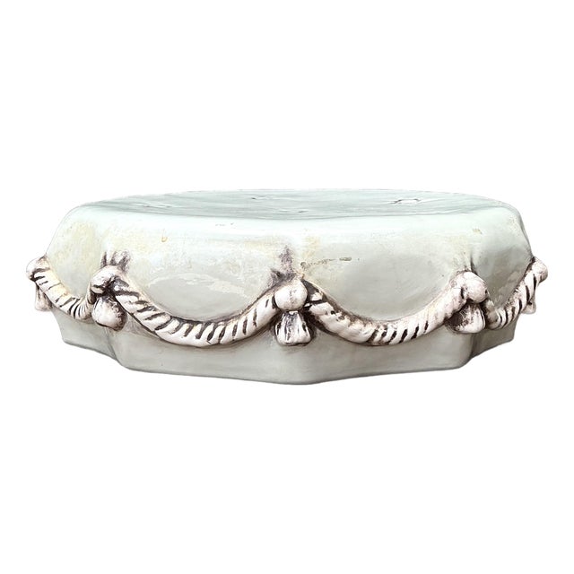Vintage Glazed Ceramic Swag Pedestal For Sale