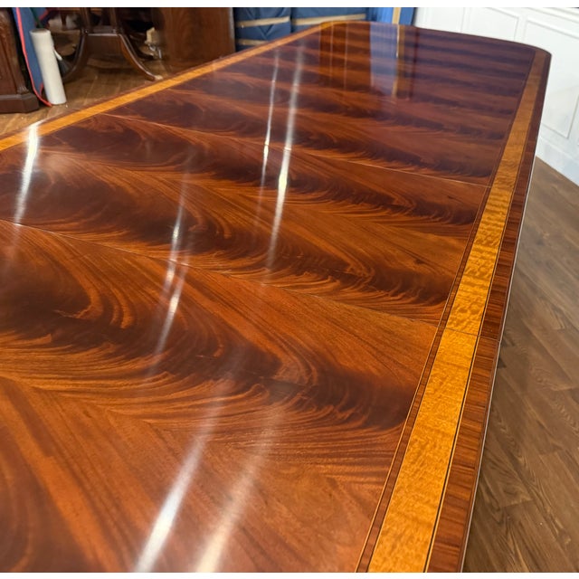 Traditional Multi-Banded Georgian Style Mahogany Dining Table by Leighton Hall - Showroom Sample For Sale In Atlanta - Image 6 of 16