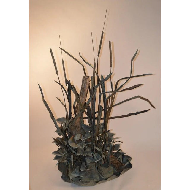 Large Verdigris Copper Cattails and Driftwood Fountain For Sale - Image 10 of 11